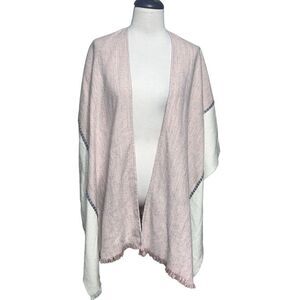 Anthropologie Do Everything in Love Pink Boho Shabby Chic Poncho Shawl